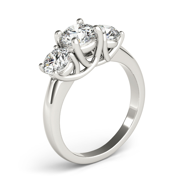 14K White Gold Three-Stone Round Engagement Ring Image 3 Hingham Jewelers Hingham, MA