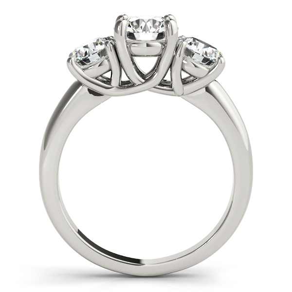Dainty platinum ring set with a round emerald and diamond shoulders -  Durham Rose