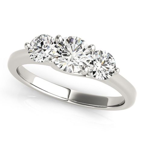 10K White Gold Three-Stone Round Engagement Ring