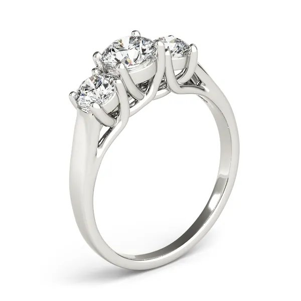 Overnight 18K White Gold Three-Stone Round Engagement Ring