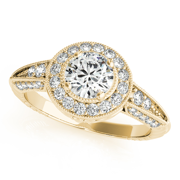 18K Yellow Gold Round Halo Engagement Ring Holliday Jewelry Klamath Falls, OR