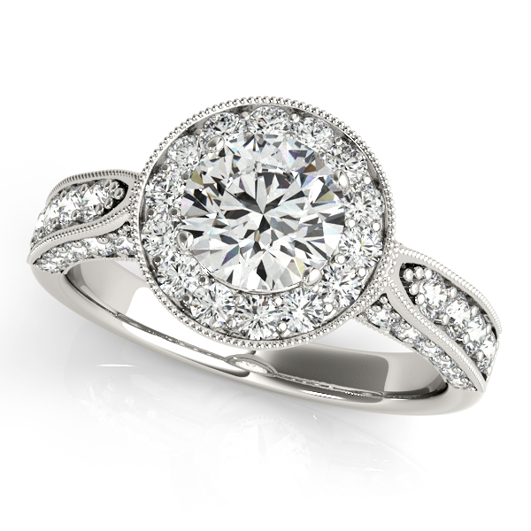 14K White Gold Round Halo Engagement Ring Barthau Jewellers Stouffville, ON