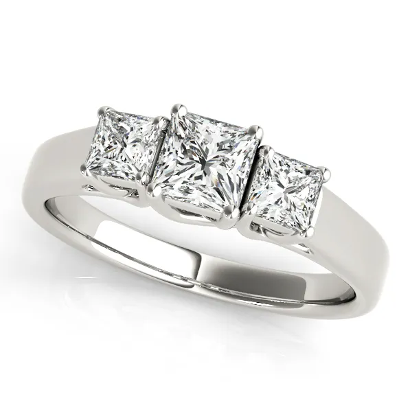 14k white gold 3 stone diamond ring Clearance
