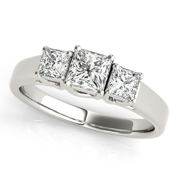 18K White Gold Princess Three-Stone Engagement Ring Hess & Co Jewelers Lexington, VA