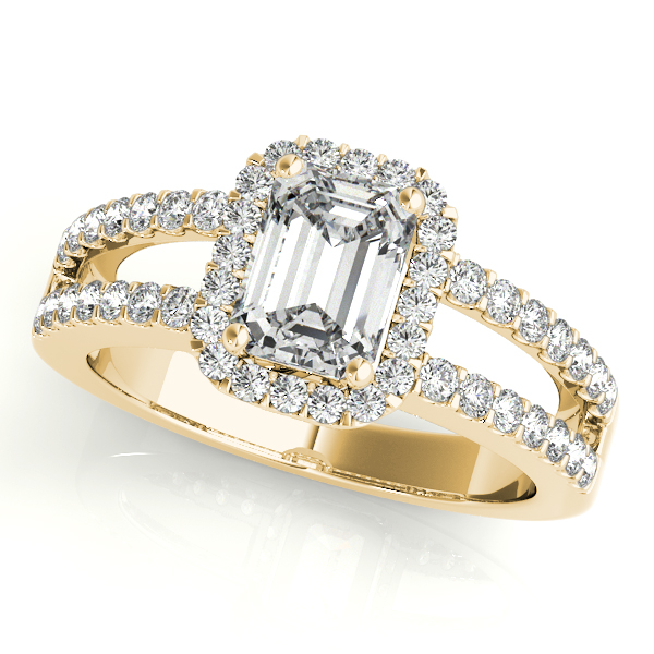 18K Yellow Gold Emerald Halo Engagement Ring Holliday Jewelry Klamath Falls, OR