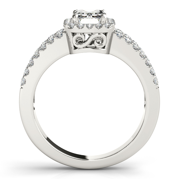 18K White Gold Emerald Halo Engagement Ring Image 2 Barthau Jewellers Stouffville, ON