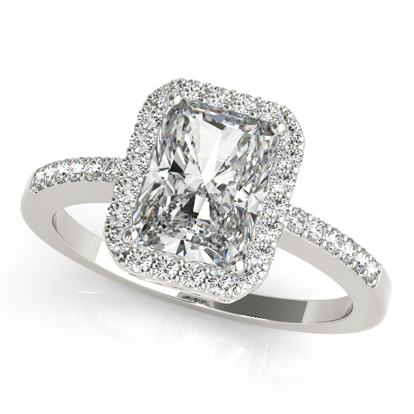 18K White Gold Emerald Halo Engagement Ring Jones Jeweler Celina, OH