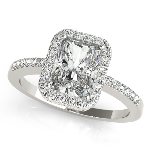 18K White Gold Emerald Halo Engagement Ring Hingham Jewelers Hingham, MA