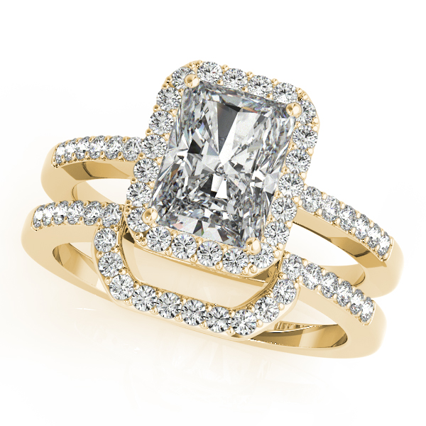 18K Yellow Gold Emerald Halo Engagement Ring Image 3 George Press Jewelers Livingston, NJ