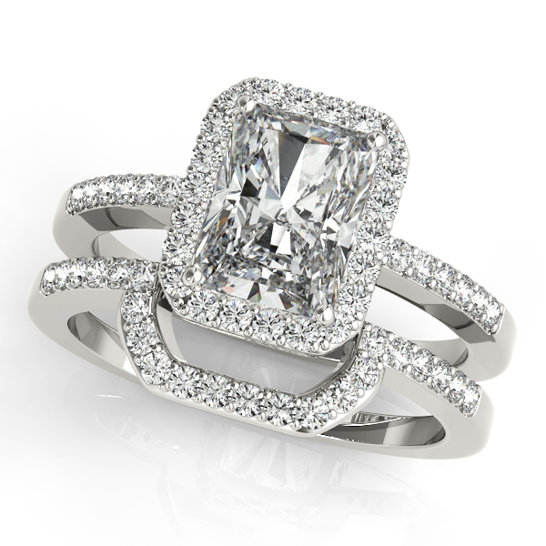 18K White Gold Emerald Halo Engagement Ring Image 3 Jones Jeweler Celina, OH