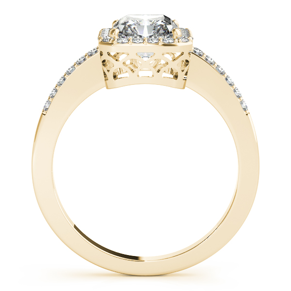 18K Yellow Gold Emerald Halo Engagement Ring Image 2 Elgin's Fine Jewelry Baton Rouge, LA