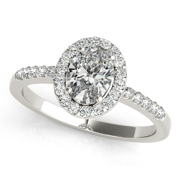 14K White Gold Oval Halo Engagement Ring Elgin's Fine Jewelry Baton Rouge, LA