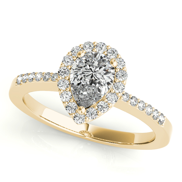 14K Yellow Gold Pear Halo Engagement Ring Hannoush Jewelers, Inc. Albany, NY