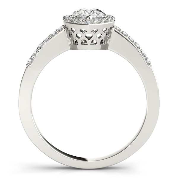 14K White Gold Pear Halo Engagement Ring Image 2 Barthau Jewellers Stouffville, ON