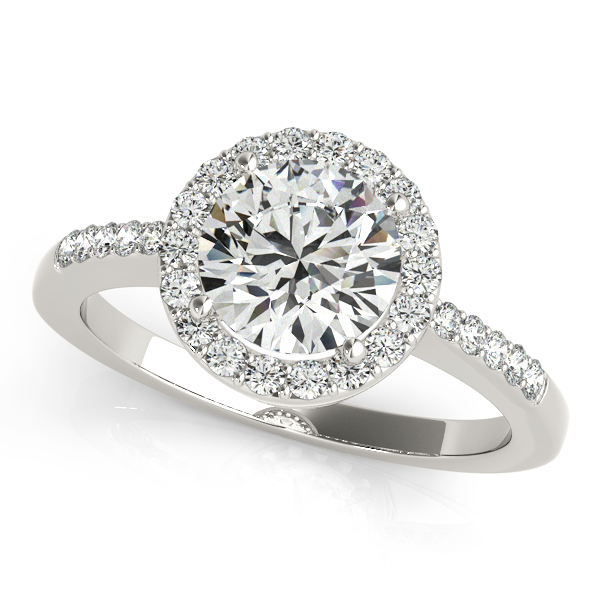 14K White Gold Round Halo Engagement Ring J. Garett Jewelers Wilmington, NC