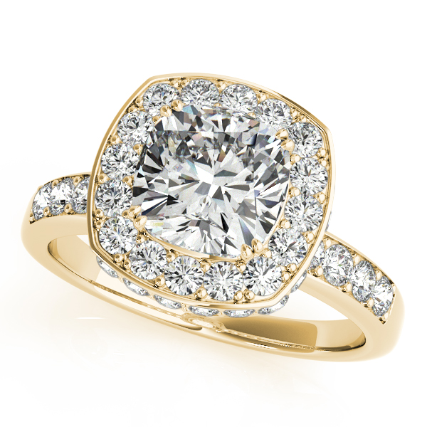 18K Yellow Gold Halo Engagement Ring