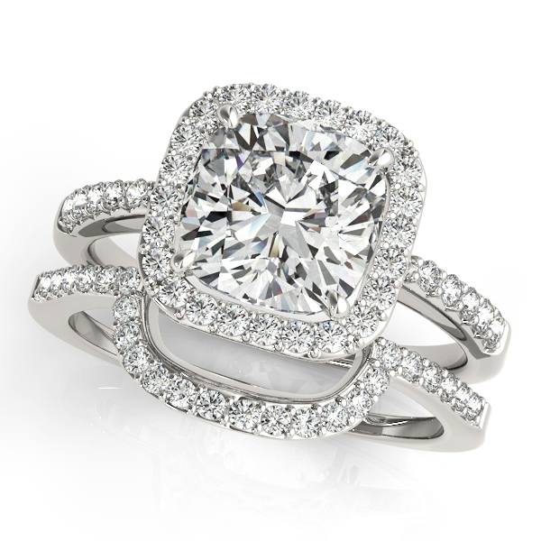 14K White Gold Halo Engagement Ring Image 3 Hingham Jewelers Hingham, MA