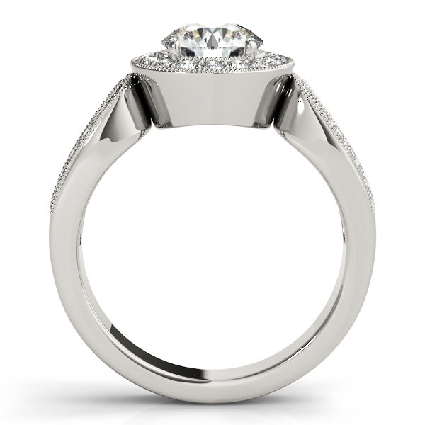 18K White Gold Round Halo Engagement Ring Image 2 West and Company Auburn, NY