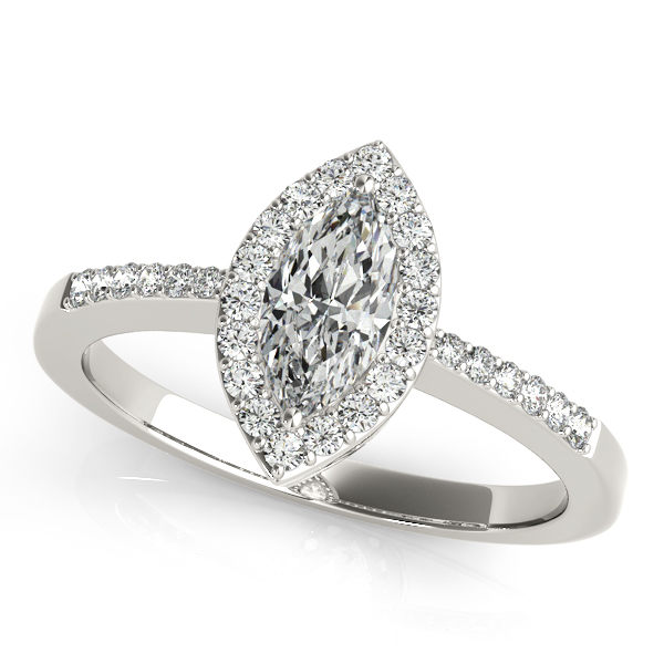 14K White Gold Halo Engagement Ring Grono and Christie Jewelers East Milton, MA