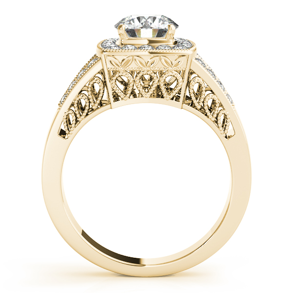 18K Yellow Gold Round Halo Engagement Ring Image 2 West and Company Auburn, NY