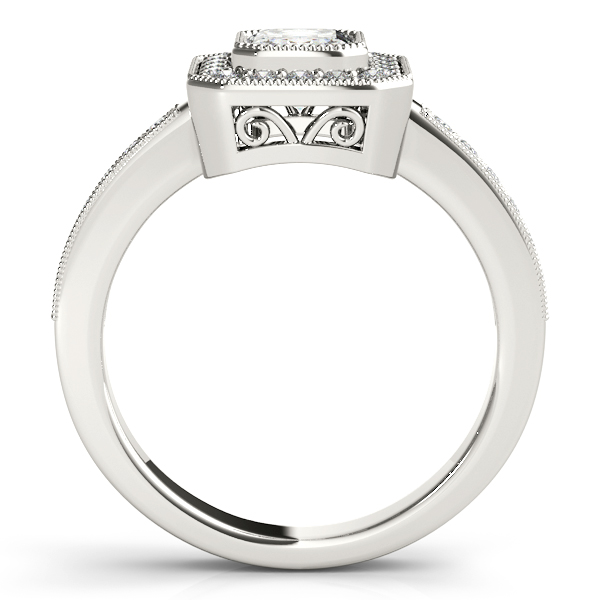 14K White Gold Emerald Halo Engagement Ring Image 2 Grono and Christie Jewelers East Milton, MA