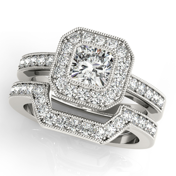 18K White Gold Halo Engagement Ring Image 3 Hingham Jewelers Hingham, MA