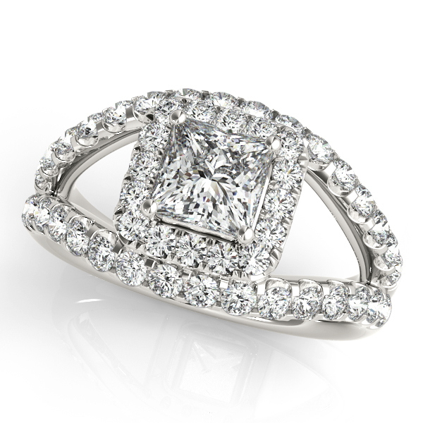 14K White Gold Halo Engagement Ring Hannoush Jewelers, Inc. Albany, NY