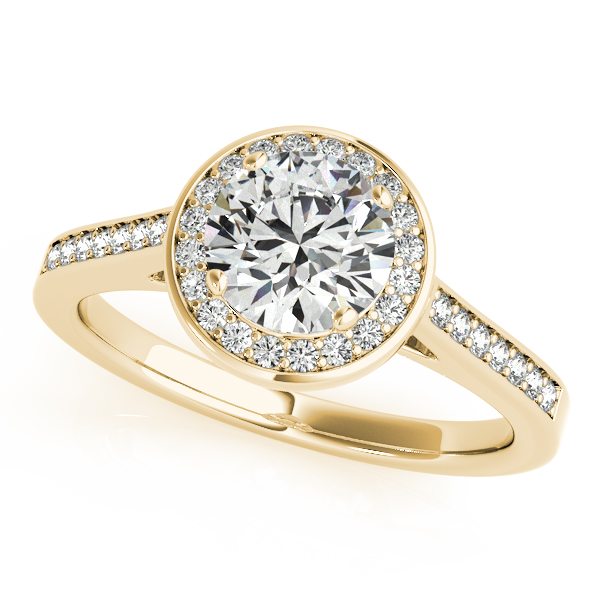 14K Yellow Gold Round Halo Engagement Ring Hannoush Jewelers, Inc. Albany, NY