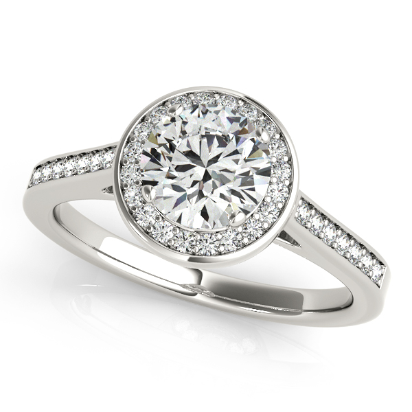 18K White Gold Round Halo Engagement Ring West and Company Auburn, NY