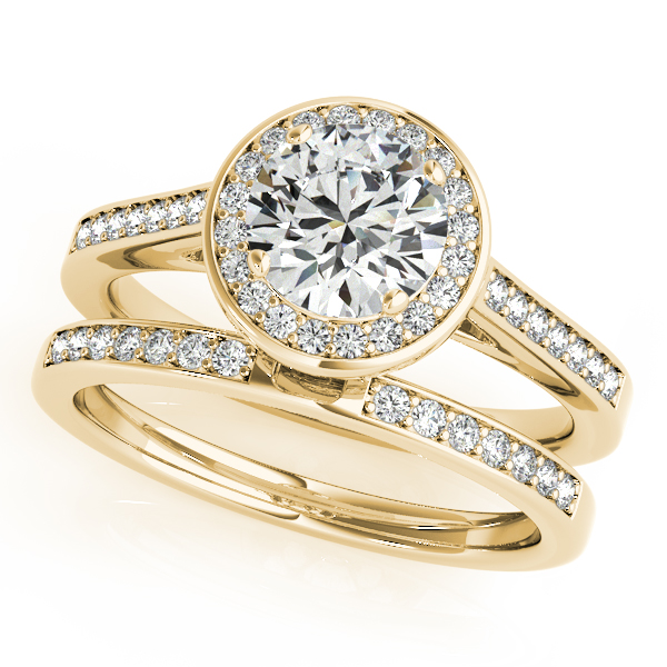 14K Yellow Gold Round Halo Engagement Ring Image 3 Hingham Jewelers Hingham, MA