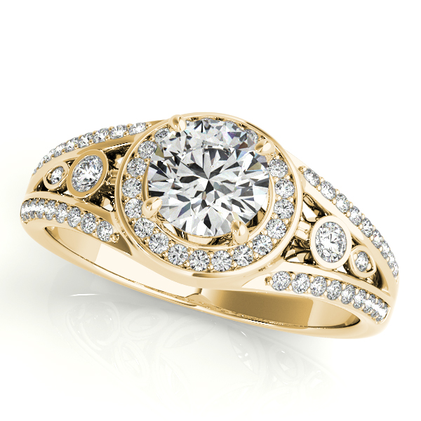 14K Yellow Gold Round Halo Engagement Ring Barthau Jewellers Stouffville, ON