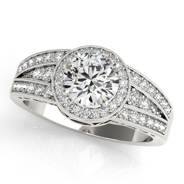 14K White Gold Round Halo Engagement Ring Barthau Jewellers Stouffville, ON