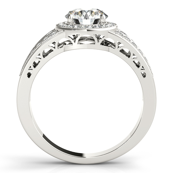14K White Gold Round Halo Engagement Ring