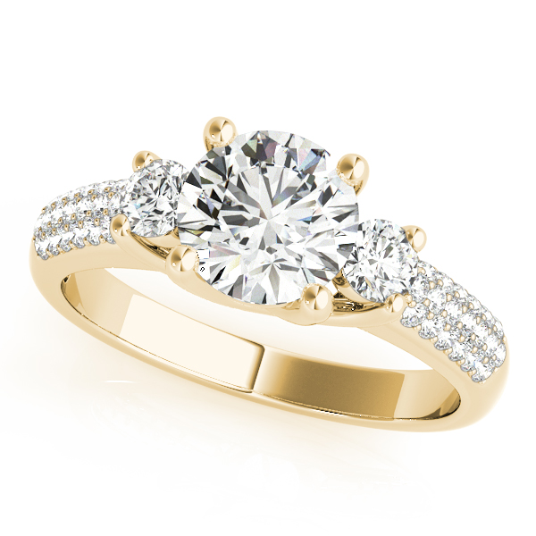 18K Yellow Gold Three-Stone Round Engagement Ring Ray Jewelers Elmira, NY