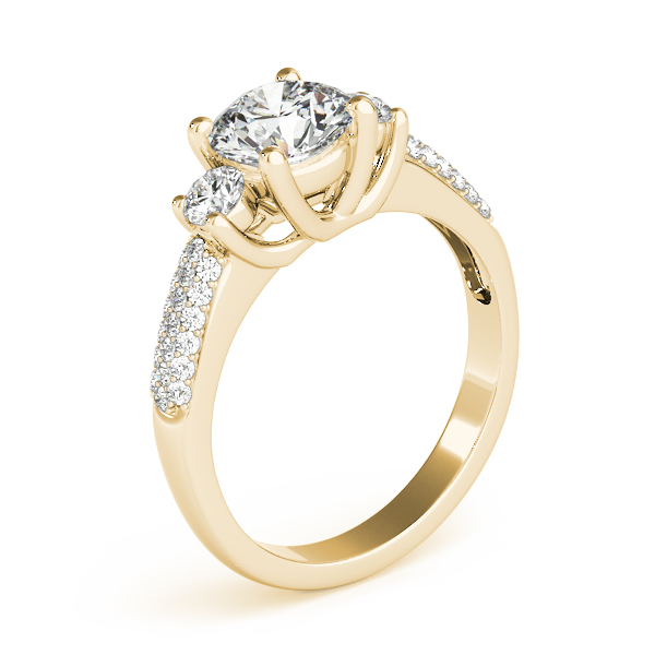18K Yellow Gold Three-Stone Round Engagement Ring Image 3 Ray Jewelers Elmira, NY