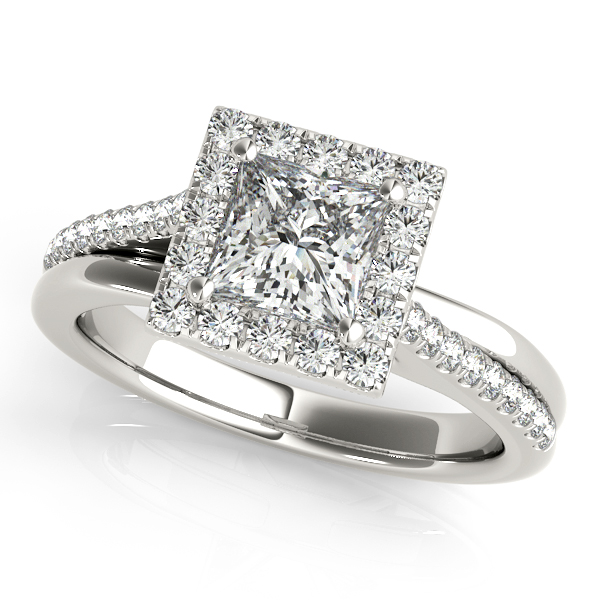 10K White Gold Halo Engagement Ring George Press Jewelers Livingston, NJ