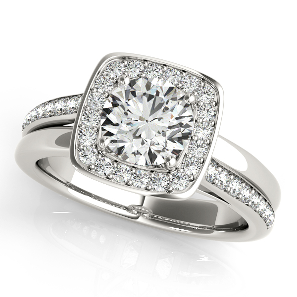 Modern Straight Halo Diamond Engagement Ring | R1115W-SR | Valina Engagement  Rings