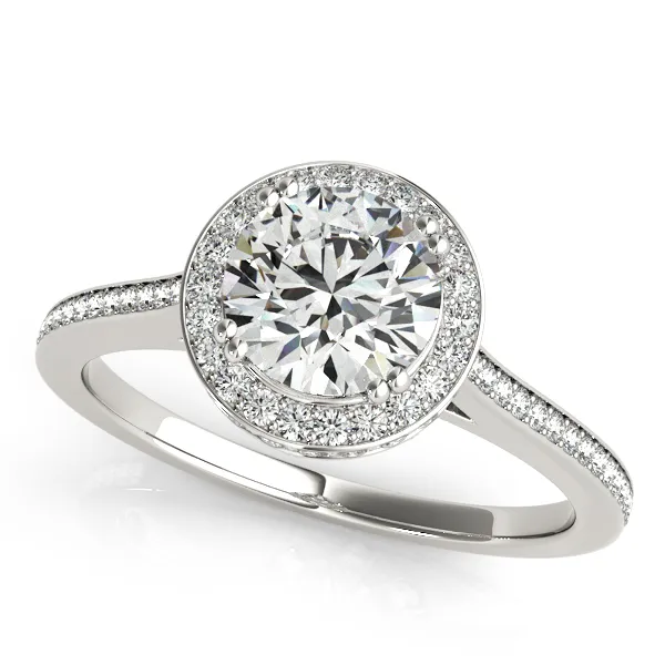 10K White Gold Round Halo Engagement Ring