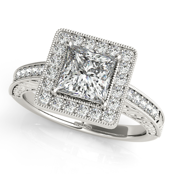 10K White Gold Halo Engagement Ring Hingham Jewelers Hingham, MA