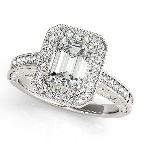 Kallati Heirloom Emerald-Cut Halo Emerald & Diamond Engagement Ring in –  KALLATI