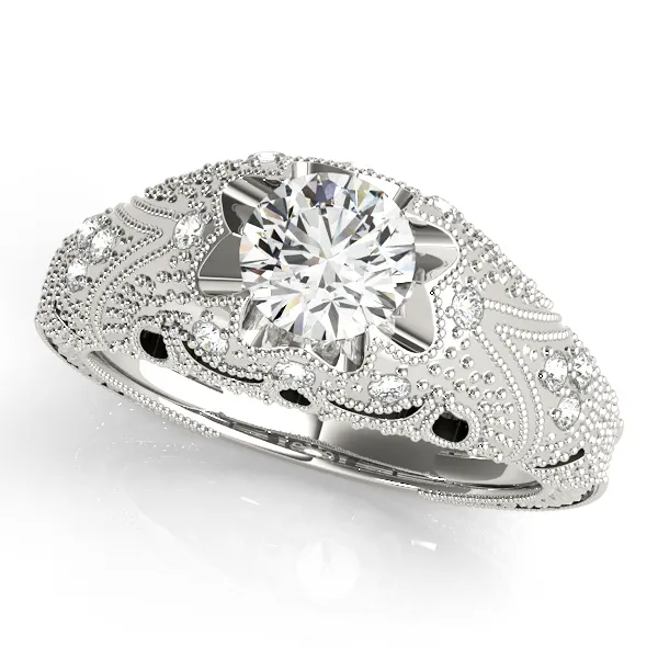 10K White Gold Antique Engagement Ring