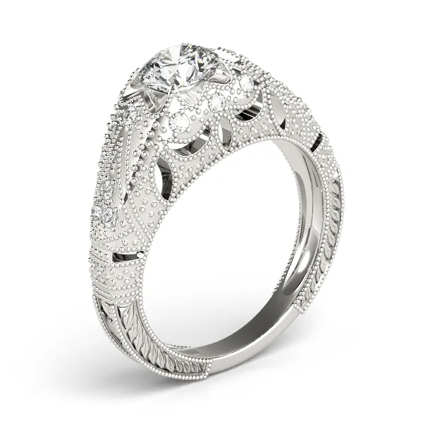 10K White Gold Antique Engagement Ring