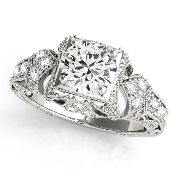 10K White Gold Antique Engagement Ring