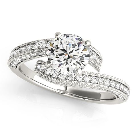 10K White Gold Bypass-Style Engagement Ring