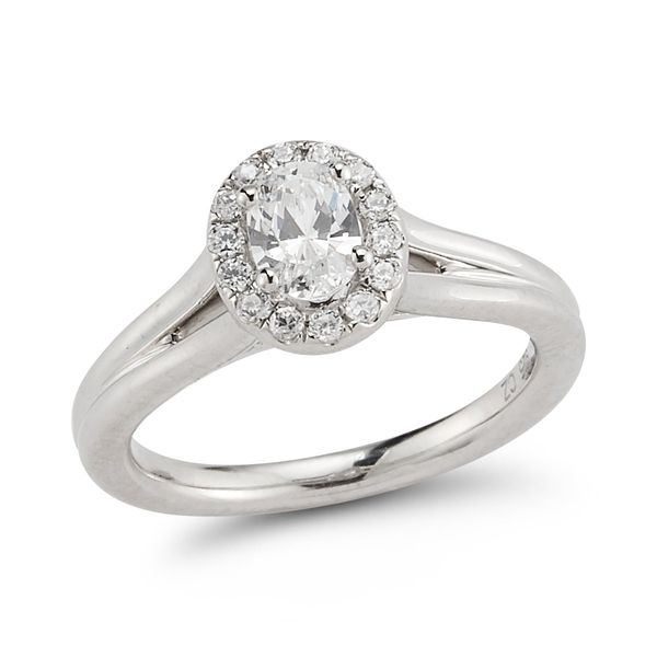 Round Brilliant Petite Micropavé Halo Diamond Engagement Ring Setting  (0.19ctw) in 18k White Gold