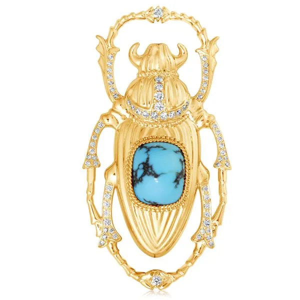 Yellow Gold Turquoise Pin