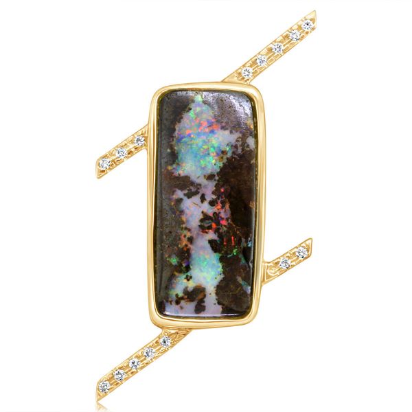 Yellow Gold Boulder Opal Pin Leslie E. Sandler Fine Jewelry and Gemstones rockville , MD