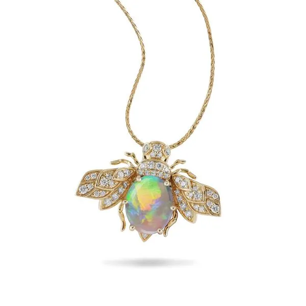Yellow Gold Natural Light Opal Pin