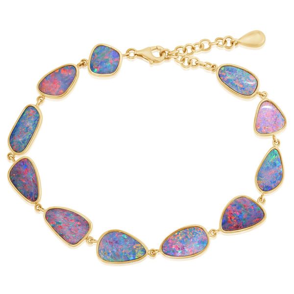Yellow Gold Opal Doublet Bracelet Blue Heron Jewelry Company Poulsbo, WA