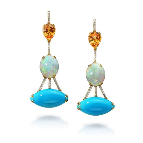 Yellow Gold Turquoise Earrings Daniel Jewelers Brewster, NY
